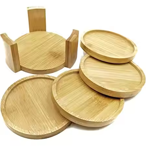 Posavasos de madera de acacia de fábrica personalizada, posavasos de piedra, haya para posavasos de café, té, artesanías de media luna - Product Image 2