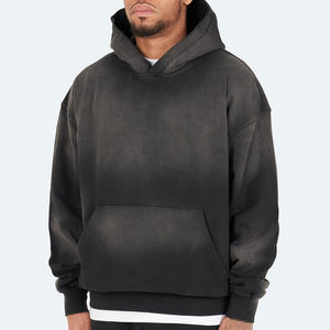 Sudadera con Capucha Extra Grande para Hombre, de Algodón Grueso, Estilo Desgastado, Decolorado por el Sol, de Secado Rápido, con Bolsillo, Personalizada OEM de Alta Calidad - Product Image 6