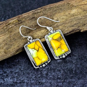 Unique en son genre miel Dahlia Turquoise Rectangle barre ensemble de bijoux en argent jaune Rose pendentif boucle d'oreille bague pour les fêtes cadeau de mariage - Product Image 5