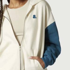 ชุดวอร์มผ้าคอตตอนสีบล็อกซิปหน้าสำหรับผู้หญิงชุดวอร์มเนื้อผ้าระบายอากาศได้ดีผ้าคอตตอนสี100% สำหรับฤดูหนาวออกแบบได้ตามต้องการ - Product Image 5