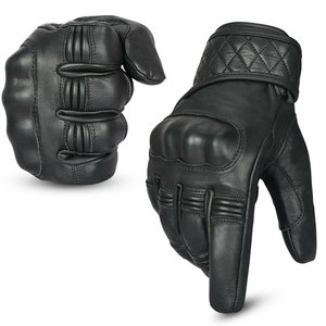 Gants de moto en cuir pour l'hiver, à doigts entiers, légers, résistants aux chocs, coupe-vent, fermeture à scratch, pour usage extérieur - Product Image 1