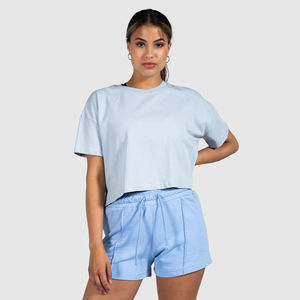 Top corto de verano de alta calidad para mujer, camiseta transpirable de secado rápido, ropa de calle informal personalizada, novedad sólida - Product Image 1