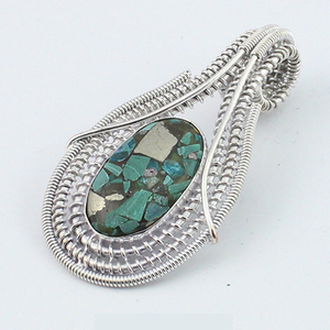 Colgante de Plata de Ley 925 con gema dicroica para mujer, colgante de cóctel hecho a mano - Product Image 5