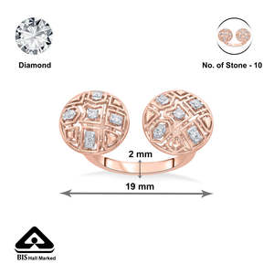 Anillo de Diamantes con Dos Esferas, Estilo Vintage, Geométrico, Ajustable, con Engaste de Garras, Certificado por CNAS - Product Image 6