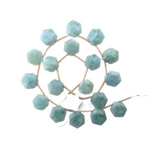 Aigue-marine naturelle, 19 pièces, perles de Briolette en forme hexagonale à facettes pour bijoux, Bracelet et collier - Product Image 1