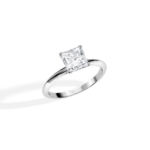 Bague solitaire minimaliste en diamant de laboratoire taille princesse, certifiée IGI, plaquée rhodium en or blanc/jaune/rose 14 carats pour femme - Product Image 3