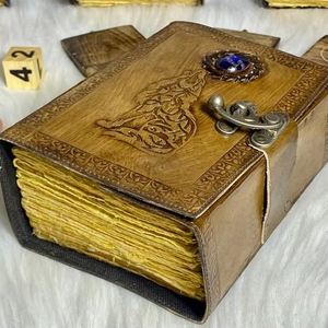 Handmade Vintage Wolf Leather Journal for Men Women 400 <b>Antique</b> Deckle Edge Spiral Bound Stone Journal for <b>Writing</b> Notebooks - Product Image 5