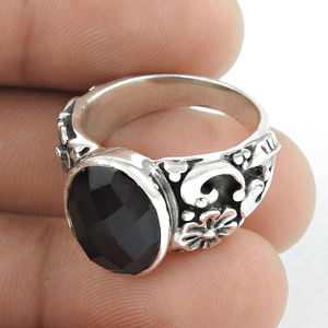 Encantador anillo solitario de ónix negro encantador, joyería de piedras preciosas de Plata de Ley 925, joyería fina para bodas, anillos de ajuste de bisel OEM - Product Image 1