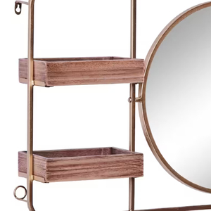 Étagères murales de luxe en fer marron Glam miroir Vintage moderne maison décorative encadrée verre salon décoration murale fournitures en vrac - Product Image 3