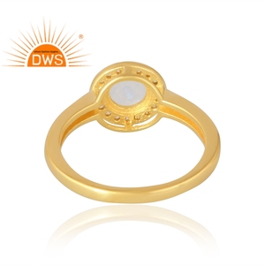 DWS Latest Selling 925 Sterling Silver Silver Plated Natural Rainbow <b>Moon</b> Stone Gemstone <b>Ring</b> Prong Set for Certified Demi Fine - Product Image 2