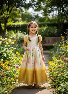 Vestido Infantil de Seda Pura con Bordado Maggam para Ocasiones Especiales, Fabricante y Proveedor de Surat, Precio al por Mayor - Product Image 2