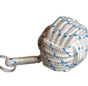 rope keyring Fist Knot Keychain w/ Brass Shackle - 4.5" Long - Handmade Sailor Rope <b>Key</b> <b>Ring</b> - Nautical Jewelry Gift - Product Image 1