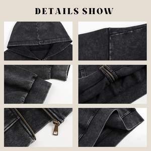 Material de alta calidad hecho Streetwear Sudadera con capucha Cremallera en blanco Lavado ácido Sun Faded Bolsillos desgastados Sudaderas con capucha con logotipo personalizado - Product Image 3