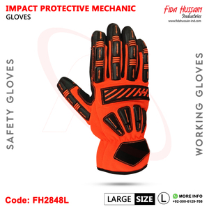 Guantes mecánicos industriales de seguridad contra impactos de cuero sintético para hombres TPR Anti-Impact Schlagmechanikerhandschuhe - Product Image 5