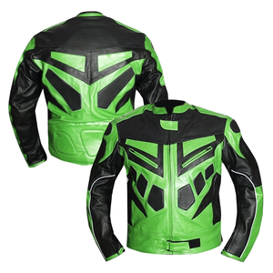 Men's Racer Track Black Green Genuine Leather Racing Motorbike Jacket CE-Certified Armours Protections Motorcycle Jacket For Men - Product Image 1