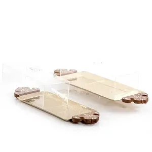 Aluminium Nouveau Métal Plateau de Service Manche en Bois Thé Café Nourriture Petit Déjeuner Décoratif Maison Dessus de Table Hôtel Restaurant Mariage - Product Image 2