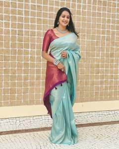 DERNIÈRE CONCEPTEUR BEAU RICHE PALLU JACQUARD TRAVAIL SUR TOUT LE SAREE. - Product Image 1