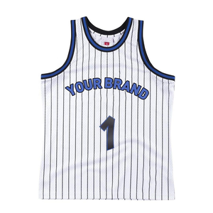 Ropa de calle retro unisex para hombre, camiseta de baloncesto personalizada, camiseta de baloncesto con rayas bordadas de malla con estampado personalizado - Product Image 4