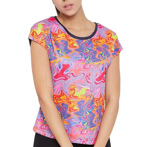 เสื้อยืดคอกลมสำหรับผู้หญิงพิมพ์ลายซับลิเมชัน - Product Image 1