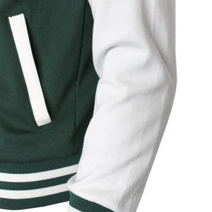 Bomber en satin personnalisé à prix d'usine, veste universitaire de sport à bandes colorées, veste de baseball universitaire pour hommes - Product Image 5