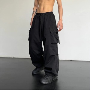 <b>Men's</b> Denim Cargo <b>Pants</b> Popular European and American Fashion Cargo Elastic Patch Denim Layered Flared <b>Pants</b> - Product Image 1