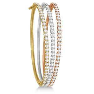 Luxury 14K Yellow <b>Gold</b> Stackable Diamond <b>Bangle</b> <b>Bracelet</b> 4.00ct - Product Image 4