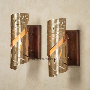 Excellent Quality Wooden And High Grade Gold Plated Metal Unique Stylish Designer Living Room Decorative Wall Scones Lamps - Product Image 1