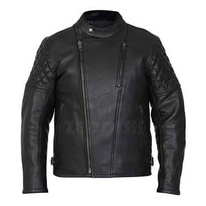 Veste en cuir de moto d'hiver pour hommes sur mesure en peau de vache respirante avec col montant! - Product Image 1