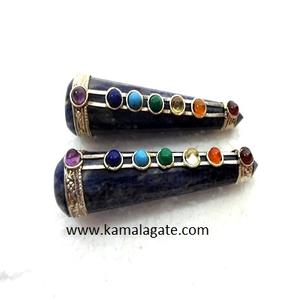 Baguette de guérison en jaspe noir Pierre précieuse naturelle avec 7 Chakra Pierre semi-précieuse Artisanat à vendre - Product Image 4