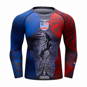 T-shirts de compression élastiques unisexes MMA Rashguard Lifting Silk Arts martiaux Wear Boxing OEM Service Washed Techniques - Product Image 6