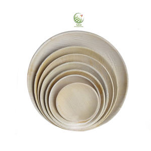 Assiette à dîner jetable en feuille de palmier biodégradable personnalisable Design rond plat pour service de nourriture de mariage - Product Image 1