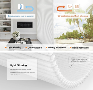 Maßgefertigte Elektrische <span class=keywords><strong>2</strong></span>-Zoll-Wabenplissees für Französische Fenster Horizontales Muster Modernes Design 100% Verdunkelungsstoff Schlicht - Product Image 6