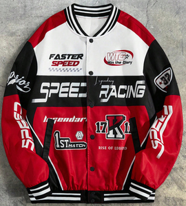 Avant Garde Biker Style Varsity Veste Personnalisé 100% Polyester Stand Baseball Coupe ample Goutte Fermeture Éclair Hiver Satin Service OEM - Product Image 1