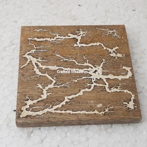 Home & Office Decor and Housewarming Gift Acacia Wood Coasters And Office Bar Kitchen <b>Coffee</b> Water And Tea Use - Product Image 4