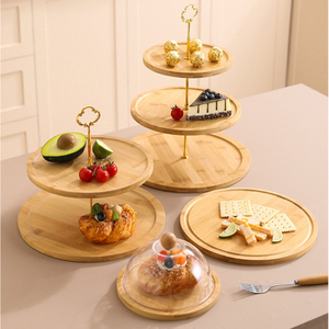 Cubierta de bandeja de postre alta, soporte de exhibición de madera, tapa de placa de prueba de fruta de pan disponible, juego en caja grande y pequeña, decoración del hogar - Product Image 5