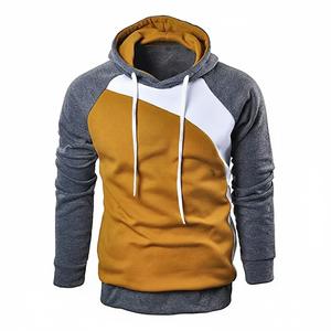 Sudadera con Capucha de Diseño Personalizado al por Mayor para Hombre, Estilo Urbano, con Costuras Diagonales en Contraste de Color, Chaqueta de Forro Polar - Product Image 1