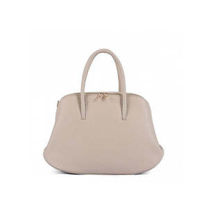 Sac à main en cuir véritable fabriqué en Italie, fermeture éclair, beige, capacité 2-2,9 L, bandoulière - Product Image 1