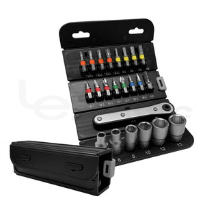 Lematec 23 Pcs 1/4 In Dr Mini Ratchet Wrench Bit Socket Set <b>With</b> Case For Home Repair And Workshop Use - Product Image 1
