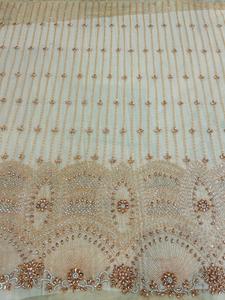 Best Price 100% Polyester Satin Luxury Beaded <b>Fabric</b> Zircon Handmade Indian Supplier Woven Mesh Pattern Anti-Static for Girls' - Product Image 2