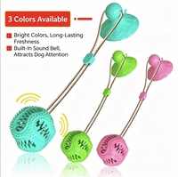 Jouet distributeur de friandises pour chien en TPR de qualité alimentaire, balle dentaire avec clochette et corde, jouets interactifs pour chien, jouets à mâcher pour animaux de compagnie, lot en gros