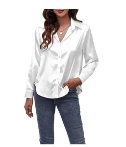 Suministro directo de fábrica, camisas de vestir para mujer, ropa de abrigo informal de negocios de oficina de manga larga, camisa de vestir elegante con botones lisos - Product Image 4