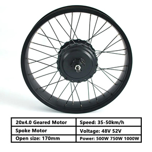 Moteur à rayons arrière pour vélo électrique, vélo à neige, vélo électrique à pneus gras de 20 pouces, CD DGWZ 36V 48V 52V 500W 750W 1000W 20x4.0, sans balais, à engrenages - Product Image 2