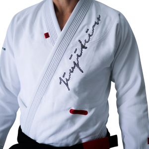 Kimono de Jiu-Jitsu brésilien blanc, uniforme de compétition léger, coutures renforcées, tissu en tissage perlé - Product Image 3