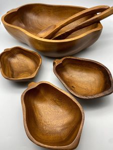 Bol de service en bois pour décor de cuisine naturel Servir des aliments écologiques et Accent de table à manger fait main durable - Product Image 5