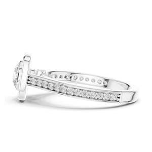 Anillo de Compromiso con Halo de Diamantes de Laboratorio Redondos Brillantes de 1.066 CT, Claridad VVS-VS EF, Oro de 18K, 14K, 10K y Plata 925, Moissanita - Product Image 6