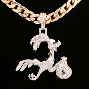 VVs claridad redondo corte brillante Moissanite diamantes 925 plata esterlina personalizado dibujos animados colgante chapado en oro helado estilo Hip Hop - Product Image 3
