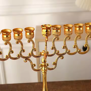 เชิงเทียนอลูมิเนียมแบบตั้งเชิงเทียน9สาขาเครื่องประดับ Hanukkah menorah ชุบทอง - Product Image 2