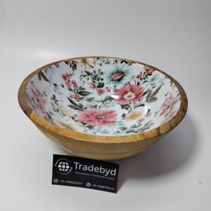 สติกเกอร์ไม้พิมพ์ลายอีพอกซีเรซินและชามสลัดไม้มะม่วง - Product Image 2