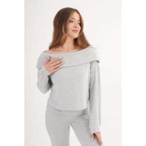 Chemisier côtelé gris pour femme avec col, vente en gros Madonna - Product Image 4