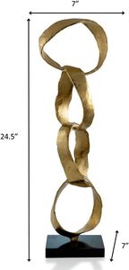 Chaîne de ruban en or Sculpture en aluminium métal lien décor pour la maison bureau table dessus or Accent Statue Art Style objets décoratifs - Product Image 2